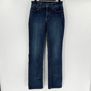 NYDJ Straight Leg Jeans Women 6 Blue Excellent Dark Wash‎ High Rise Stretch L10